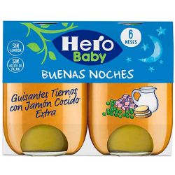 Hero Baby Buenas Noches Tarrito Guisantes Tiernos con Jamón Cocido 2 X 190 g