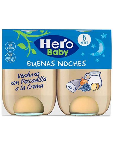 Hero Baby Buenas Noches Verduras con Pescadilla a la Crema 2 X 190 g