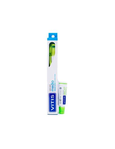 Vitis Pack Cepillo Dental Medio + Pasta Blanqueadora 15 ml
