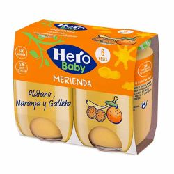 Hero Baby Merienda Naranja, Plátano y Galletas 2 x 190 g