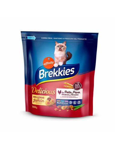 Brekkies Delicious Ave Rellenas con Jamón Comida Para Gatos 900 gr