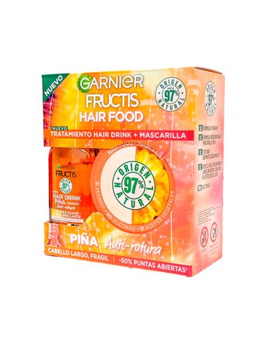 Fructis Hair Food Piña Antirotura Cofre Tratamiento Y Mascarilla 2 Piezas 